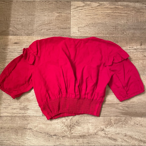 NWOT Zara daisy red crop top with puffed sleeves - Picture 10 of 10